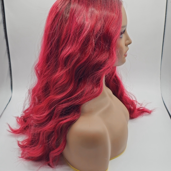 Uniwigs Cherry Cola Red Wine Wavy Synthetic Lace Front Wig - Picture 7 of 9